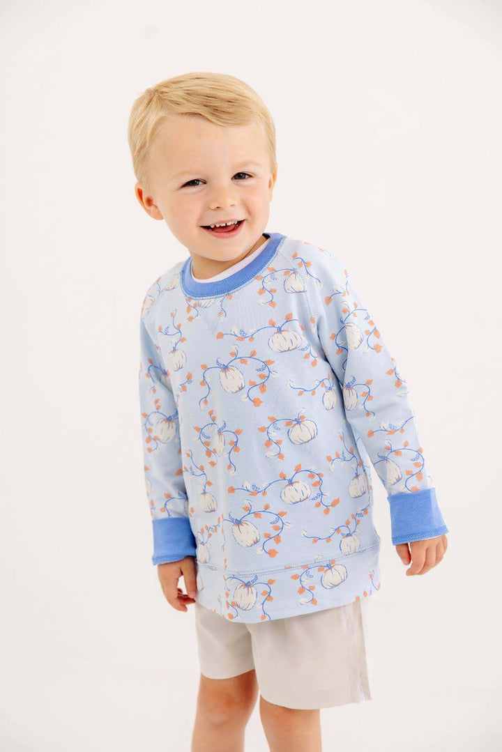 Cassidy Comfy Crewneck Candy and Critters in Buckhead Blue