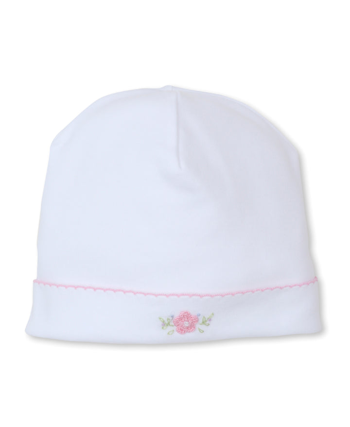 White/Pink Flower Bouquets Hat with Hand Embroidered