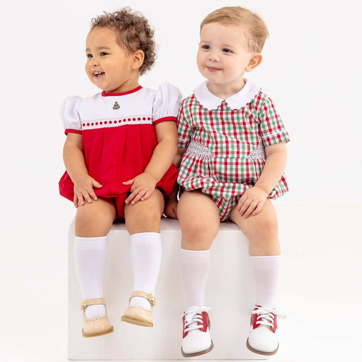 Brentley Bubble Richmond Red and Kiawah Kelly Green Gingham with Worth Ave White