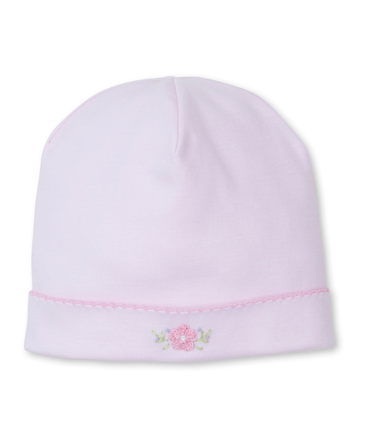 Pink Flower Bouquets Hat with Hand Embroidered