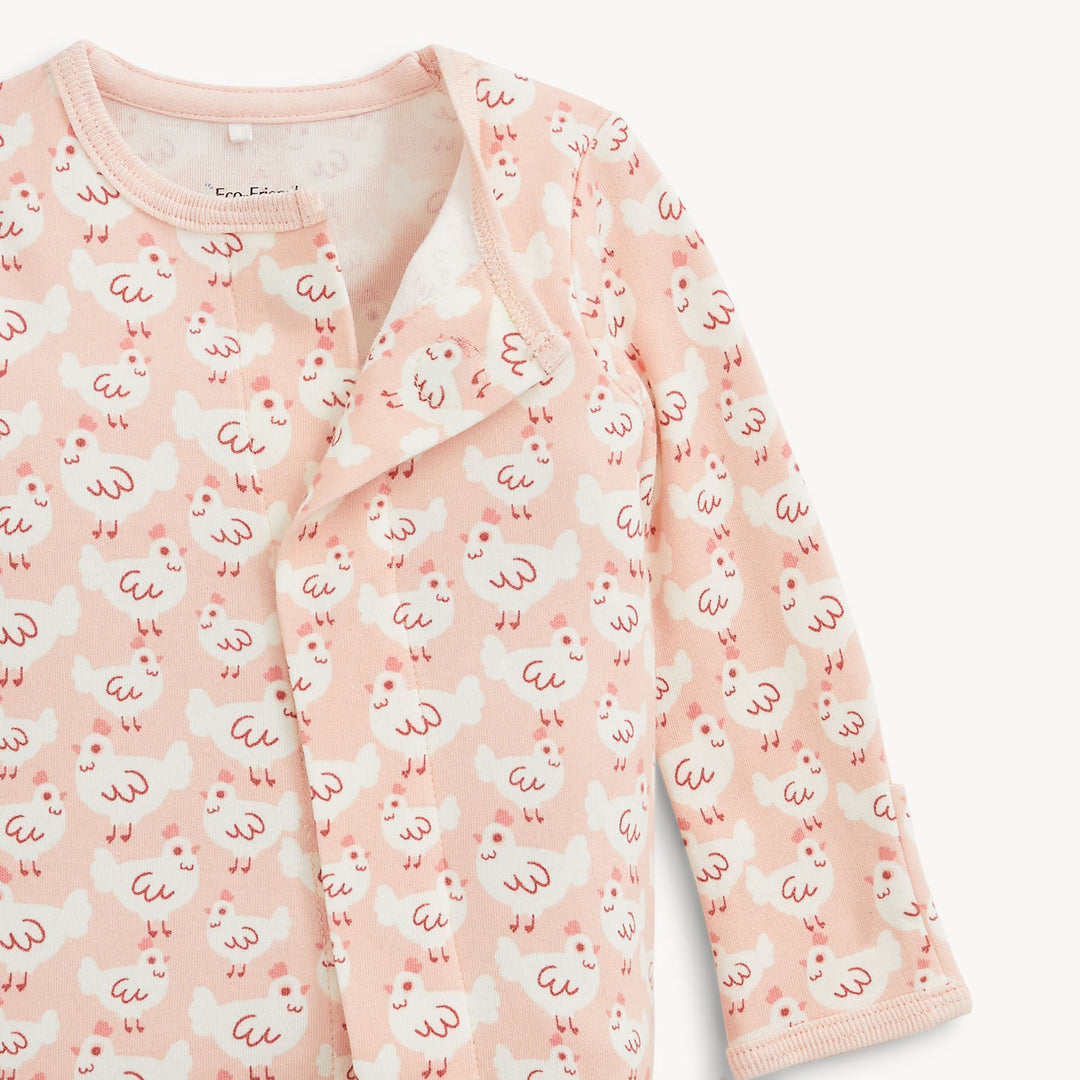 Organic Cotton Footie Pink Chicken