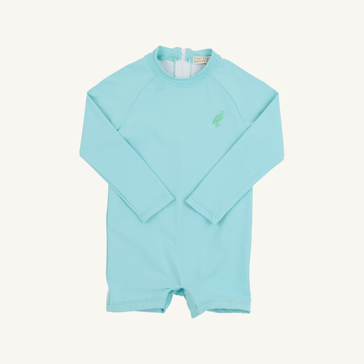 Price Pool Romper Edisto Egg Blue with Grace Bay Green
