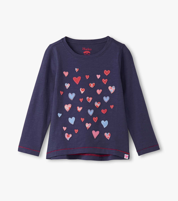 Falling Hearts Long Sleeve Tee - Patriot Blue