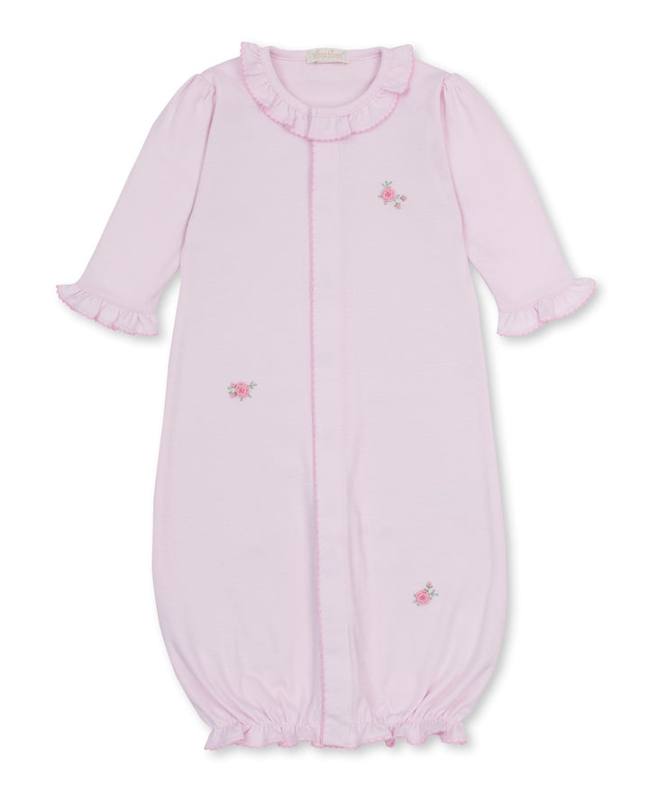 SCE Cottage Roses Pink Convertible Gown W/Hand Embroidered Stripe