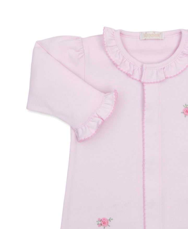 SCE Cottage Roses Pink Convertible Gown W/Hand Embroidered Stripe