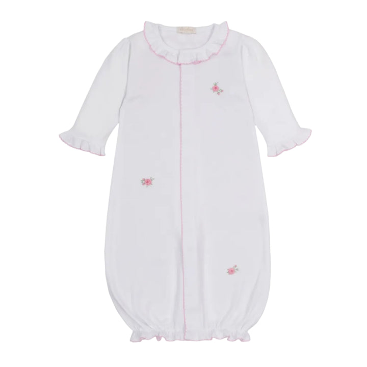 SCE Cottage Roses White/Pink Convertible Gown W/Hand Embroidered Stripe