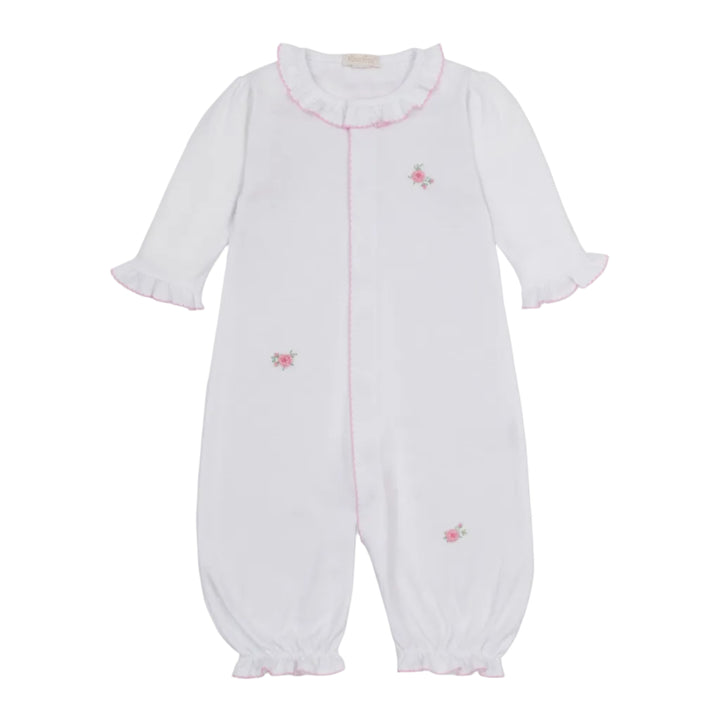 SCE Cottage Roses White/Pink Convertible Gown W/Hand Embroidered Stripe