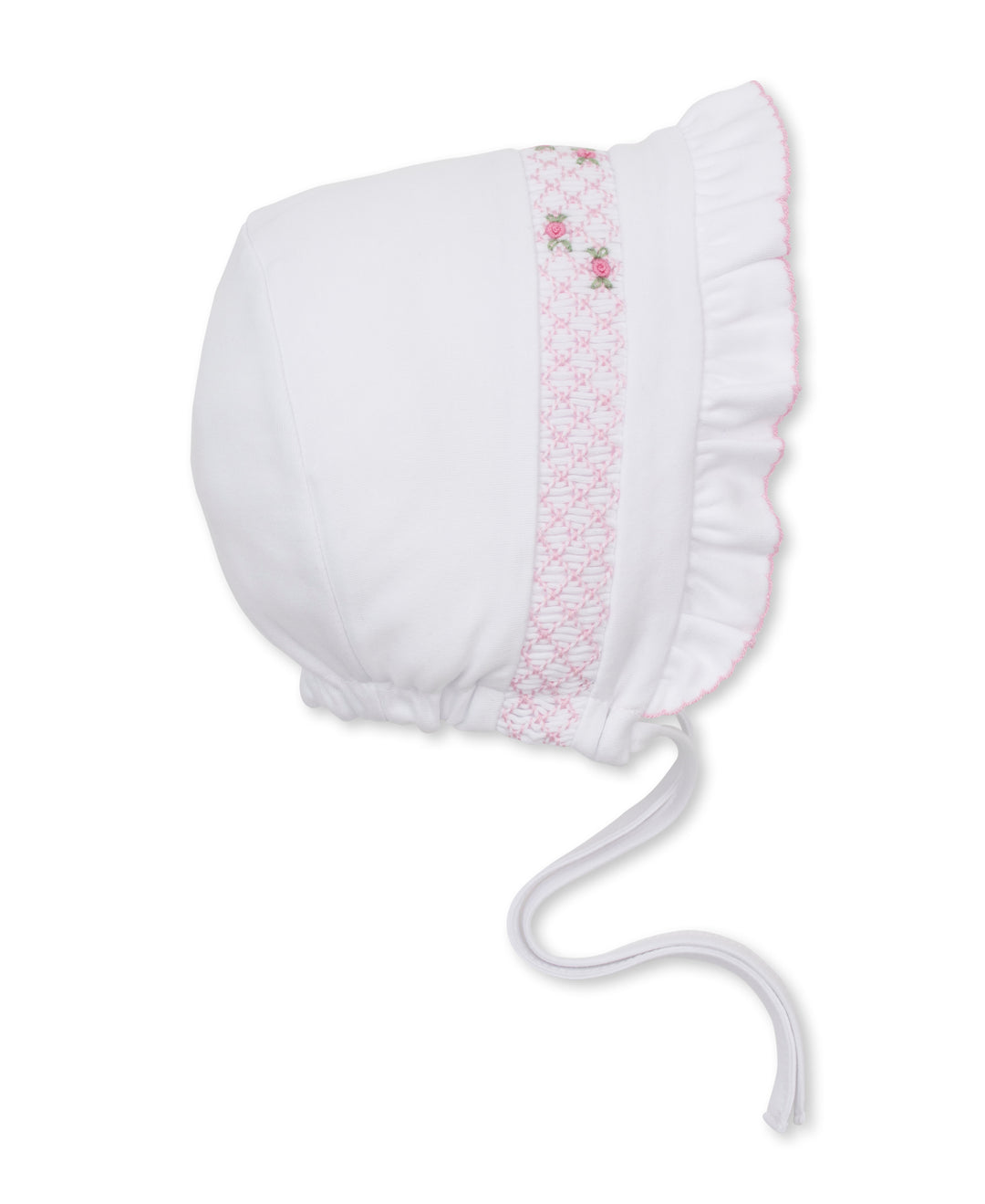 CLB Fall White/Pink Bonnet with Hand Smocked