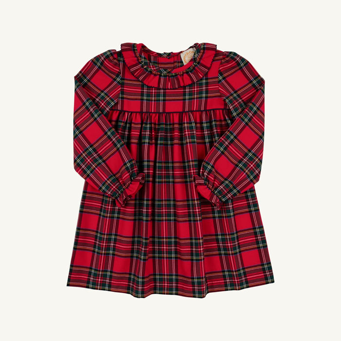 Long Sleeve Ramona Ruffle Dress Society Prep Plaid with Worth Ave White