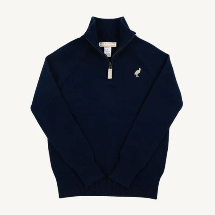 Hayden Half Zip Sweater Nantucket Navy with Osprey Oatmeal