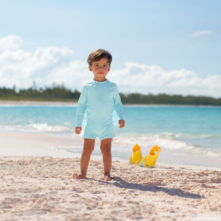Price Pool Romper Edisto Egg Blue with Grace Bay Green