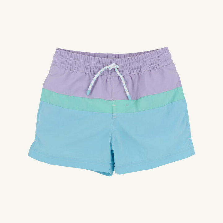 Country Club Colorblock Trunks Lauderdale Lavender Turks Teal and Belhaven Blue