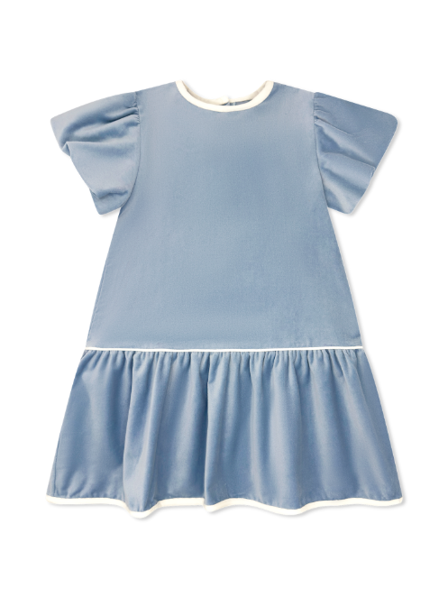 Harper Dress Beaufort Blue Velvet, Winter White Velvet
