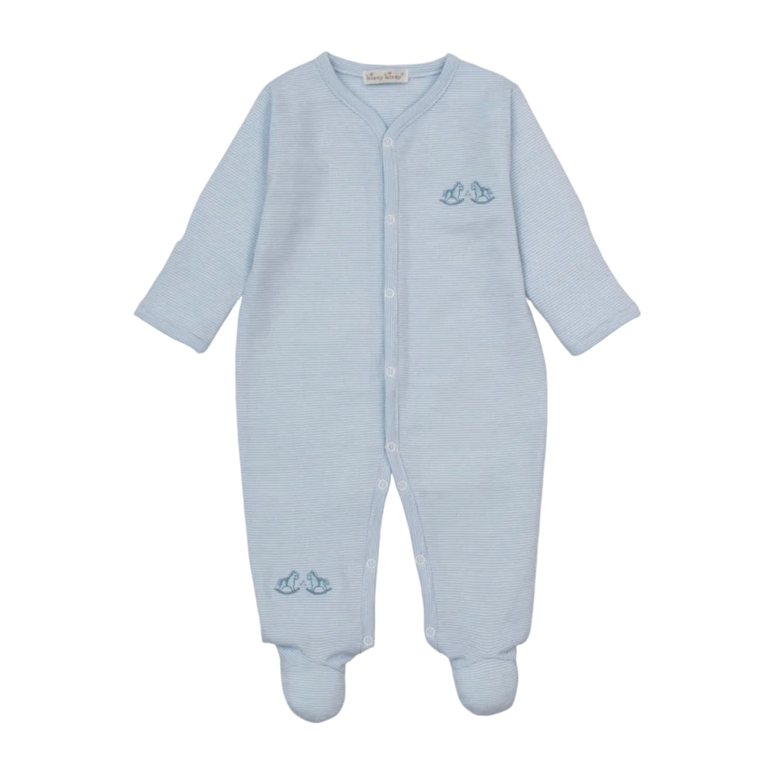 Gingham Rockers Light Blue Footie Stripe