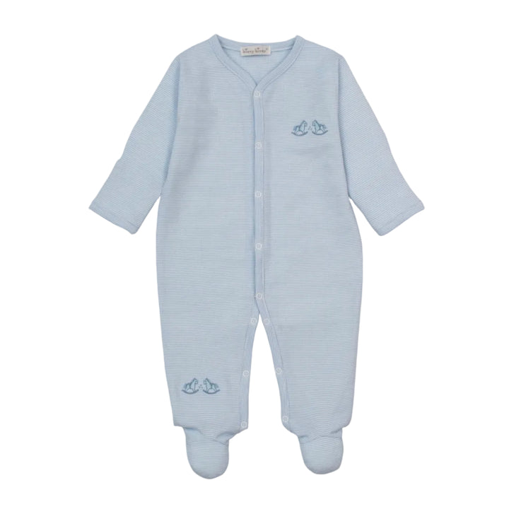 Gingham Rockers Light Blue Footie Stripe
