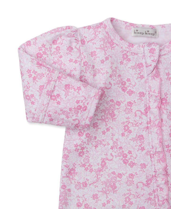 Old English Roses Pink Zip Footie