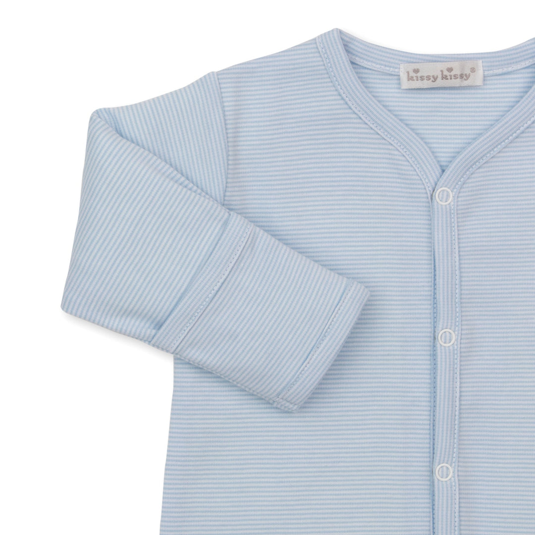 Gingham Rockers Light Blue Footie Stripe