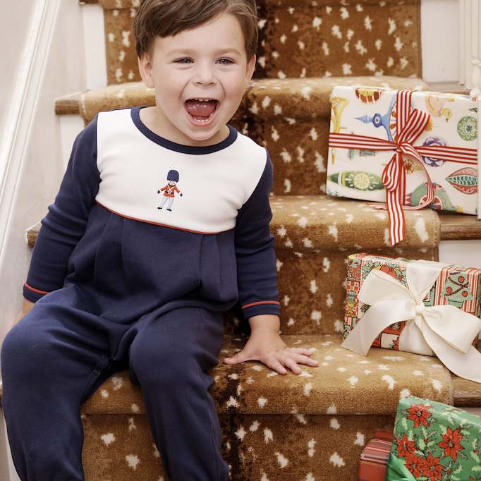 Long Sleeve Bradford Romper Nantucket Navy with Soldier