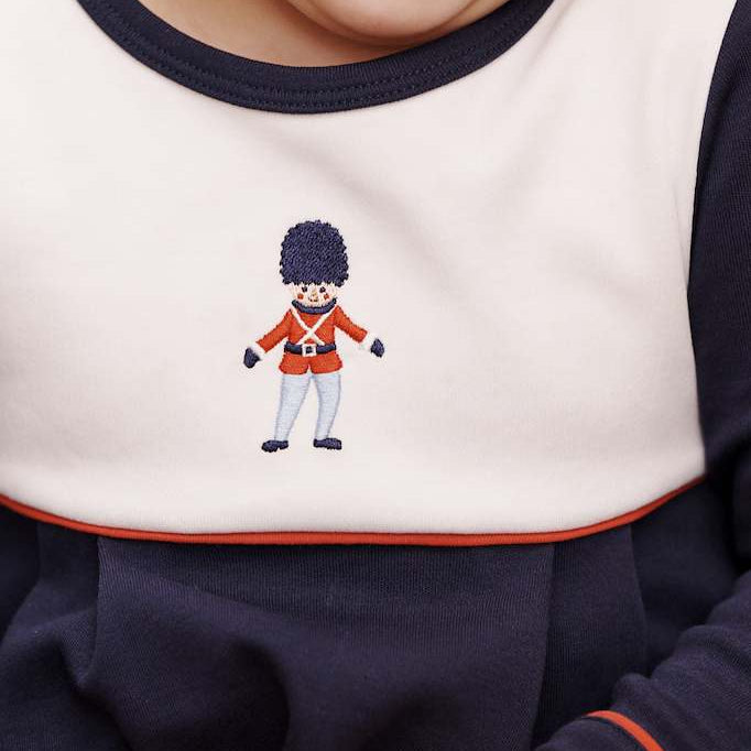 Long Sleeve Bradford Romper Nantucket Navy with Soldier