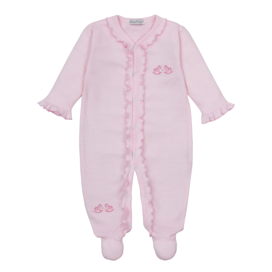 Gingham Rockers PInk Footie Stripe