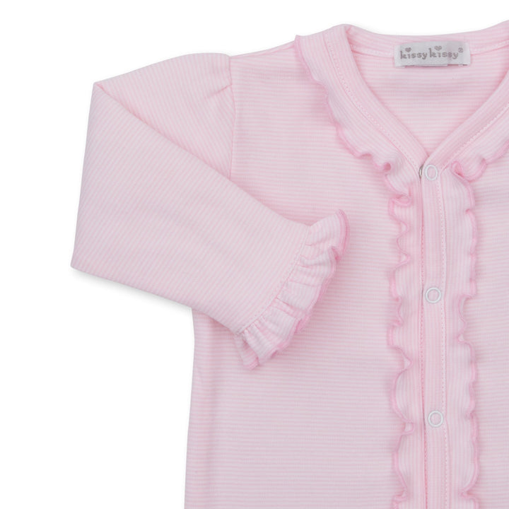 Gingham Rockers PInk Footie Stripe