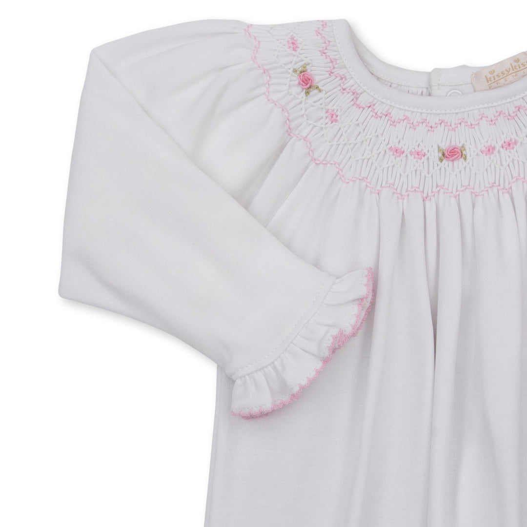 CLB Fall Bishop White/Pink Sack W/Hand Smocked