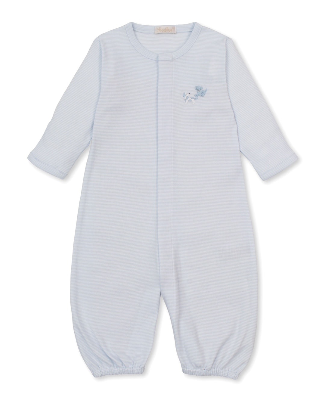 Premier Puppy Paws Blue Hand Embroidered Stripe Convertible Gown