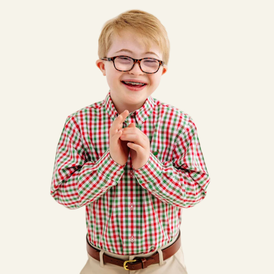 Deans List Dress Shirt Richmond Red and Kiawah Kelly Green Gingham