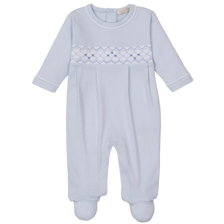 CLB Summer 26 Light Blue W/Hand Smocked Footie