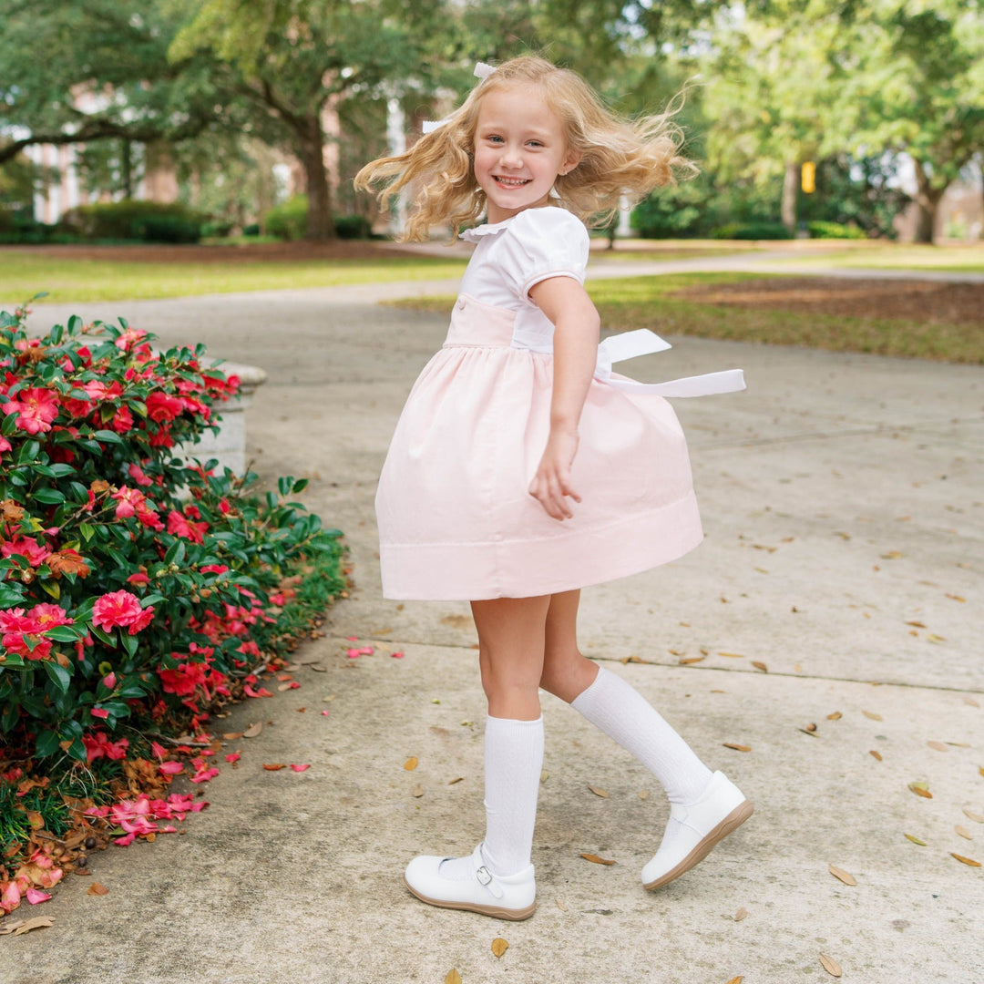 Sundays Best Dress Petite Pink Velvet, White Batiste Tops, White Lace