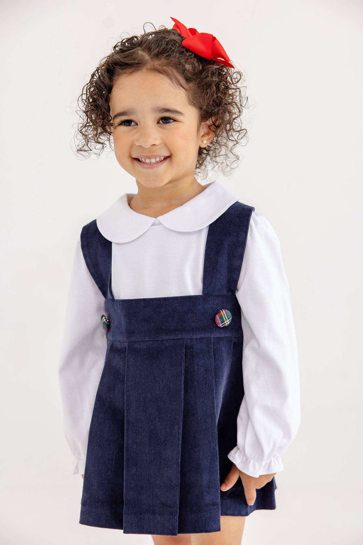 Pearl Prep Skirt - Corduroy Nantucket Navy with Society Prep Plaid