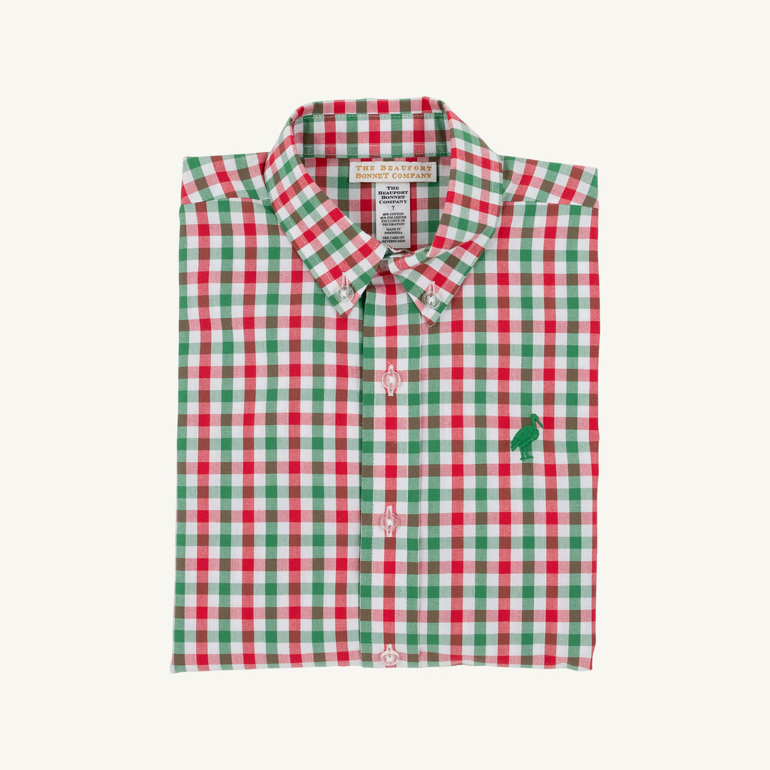 Deans List Dress Shirt Richmond Red and Kiawah Kelly Green Gingham