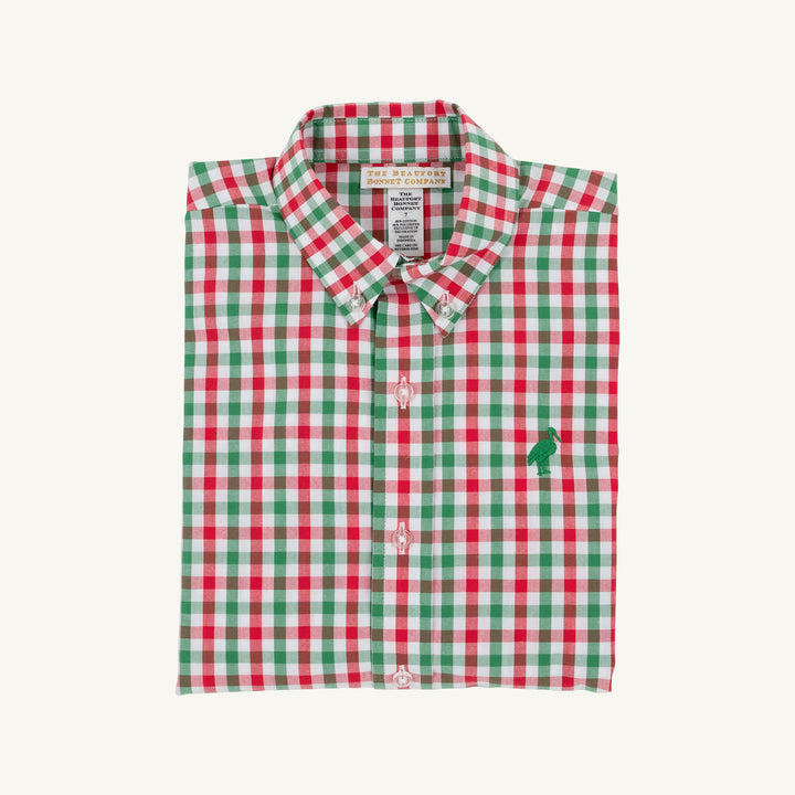 Deans List Dress Shirt Richmond Red and Kiawah Kelly Green Gingham