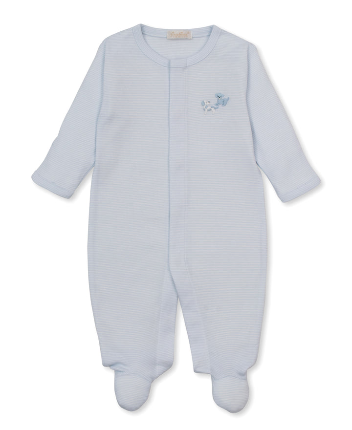 Premier Puppy Paws Light Blue Hand Embroidered Stripe Footie