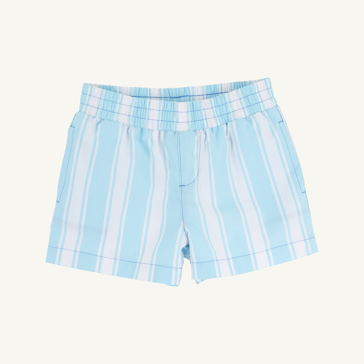 Sheffield Shorts Belhaven Blue Ticking Stripe with Wood Boat Blue