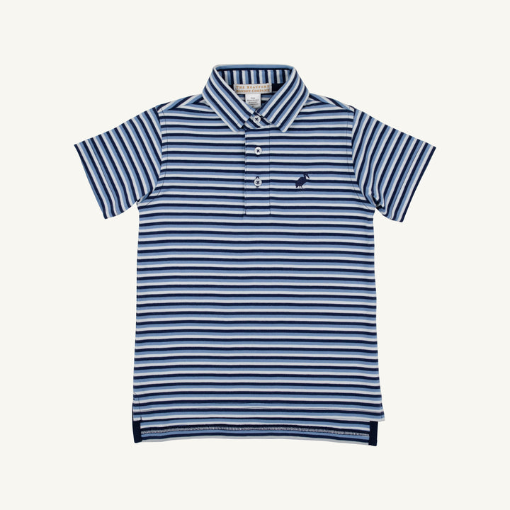 Prim &amp; Proper Polo &amp; Onesie - Sumner County Stripe (Barbados Blue)/Nantucket Navy