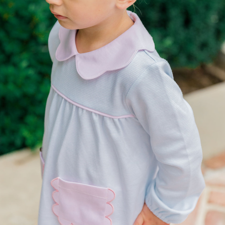 Long Sleeve Scallop Pocket Tunic Set