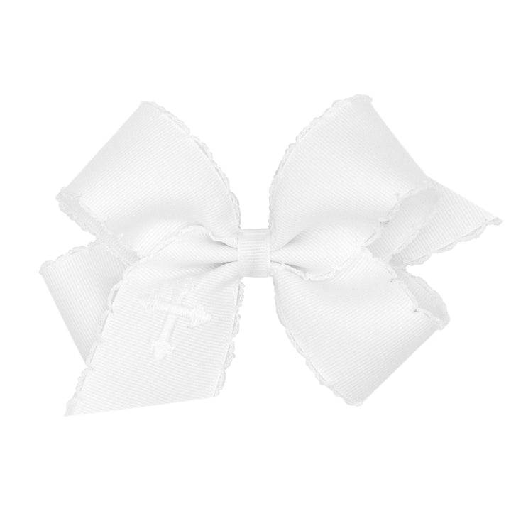 Embroidered Tail Stitch Edge Grossgrain Bow