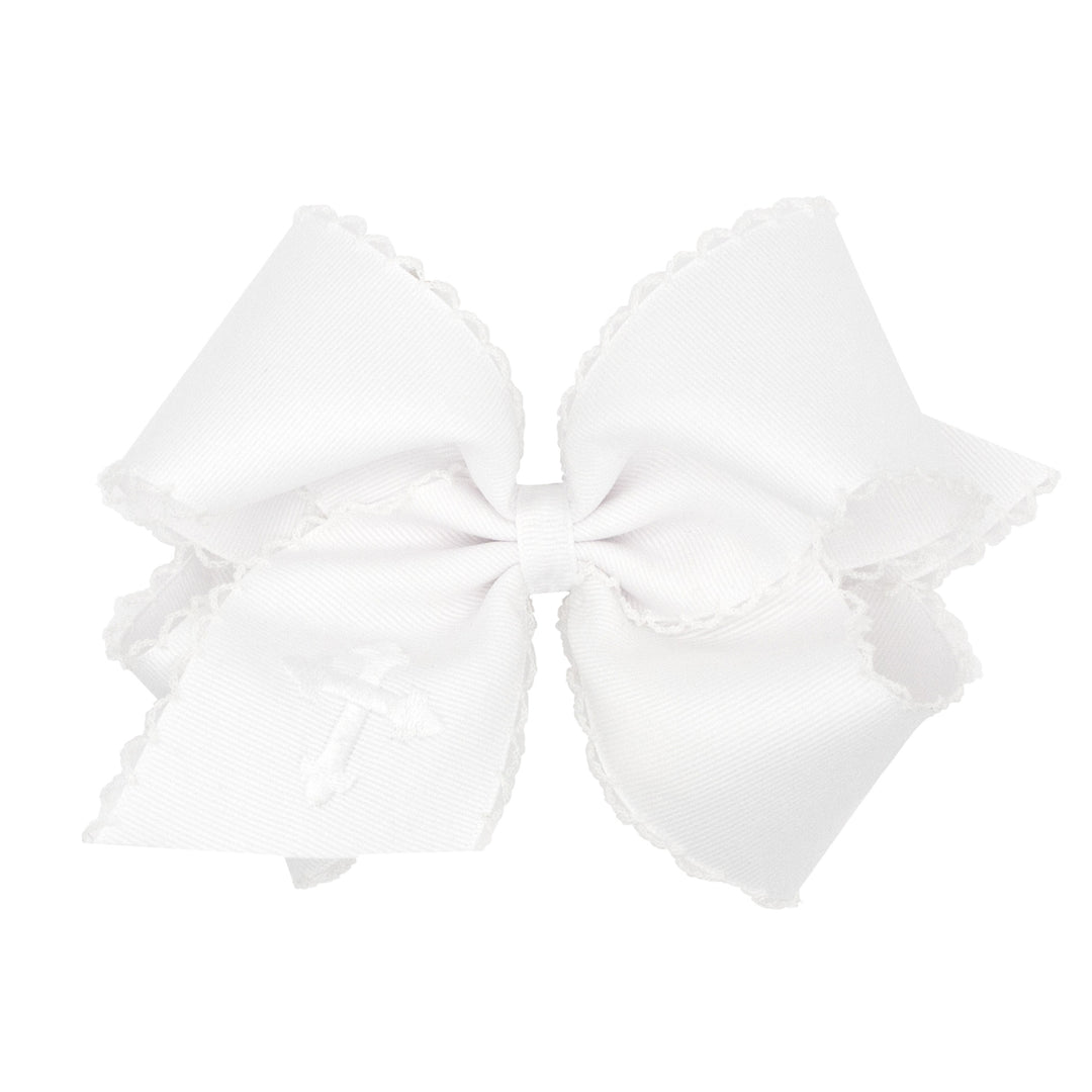 Embroidered Tail Stitch Edge Grossgrain Bow