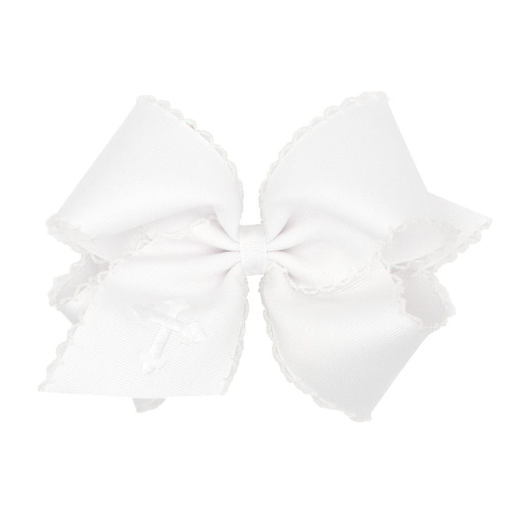 Embroidered Tail Stitch Edge Grossgrain Bow