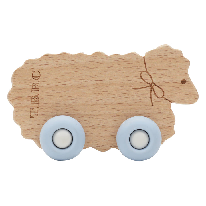 Sheep w/ Blue Wheels Teether
