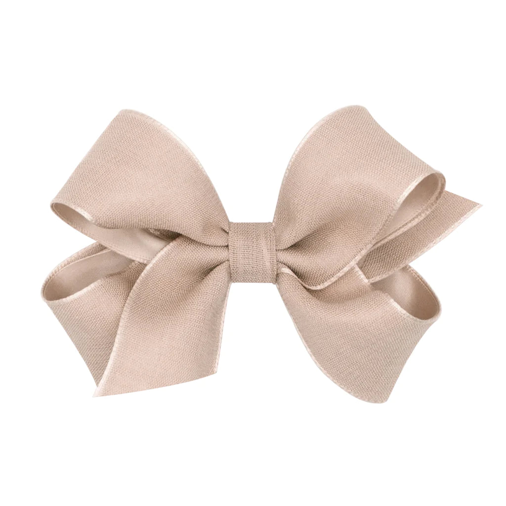 Medium Canvas Linen &amp; Satin Overlay Hair Bow