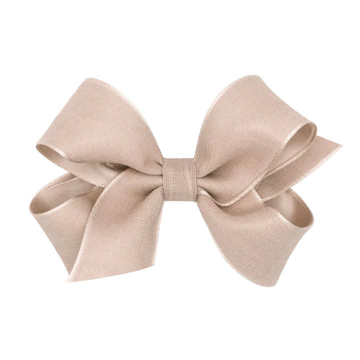 Medium Canvas Linen &amp; Satin Overlay Hair Bow