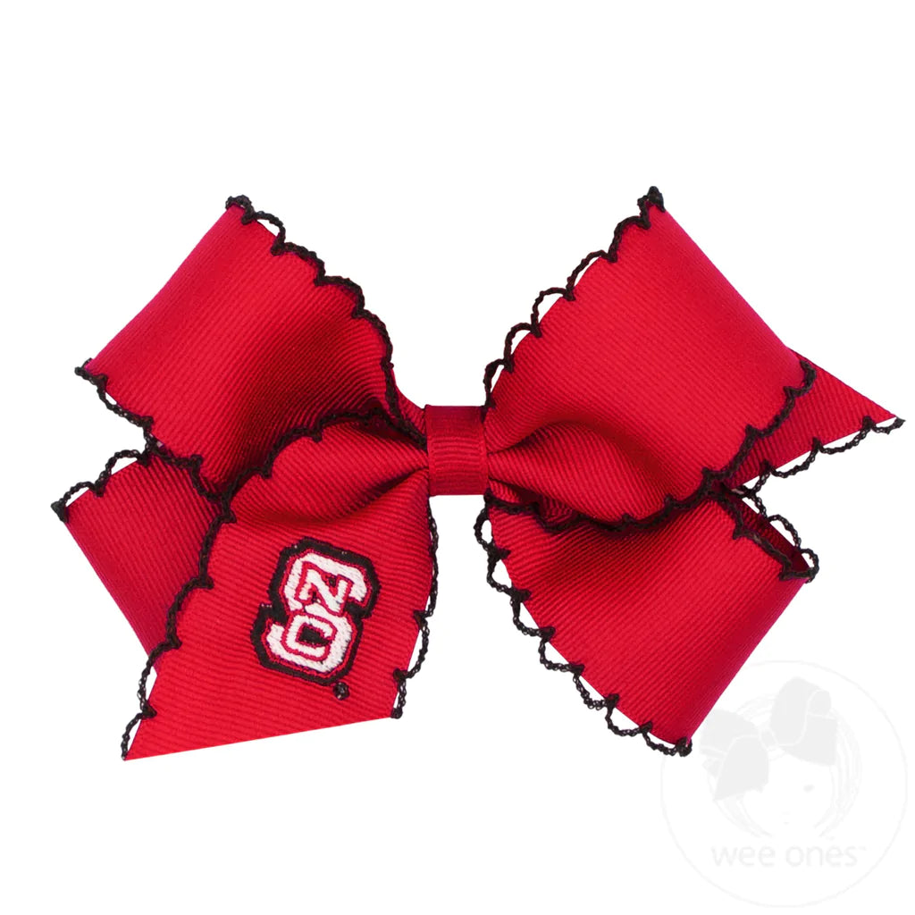 Medium Grosgrain Hair Bow with Moonstitch Edge and Embroidered Collegiate Logo