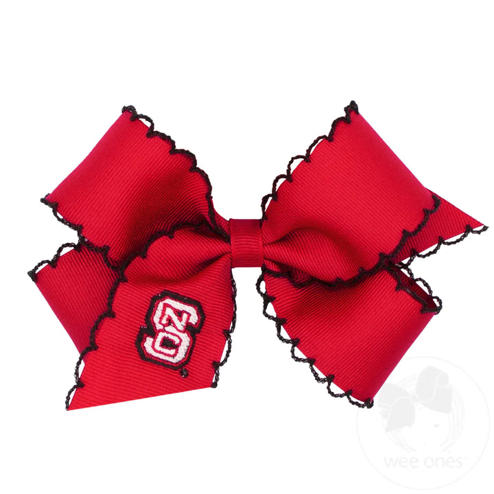 Medium Grosgrain Hair Bow with Moonstitch Edge and Embroidered Collegiate Logo