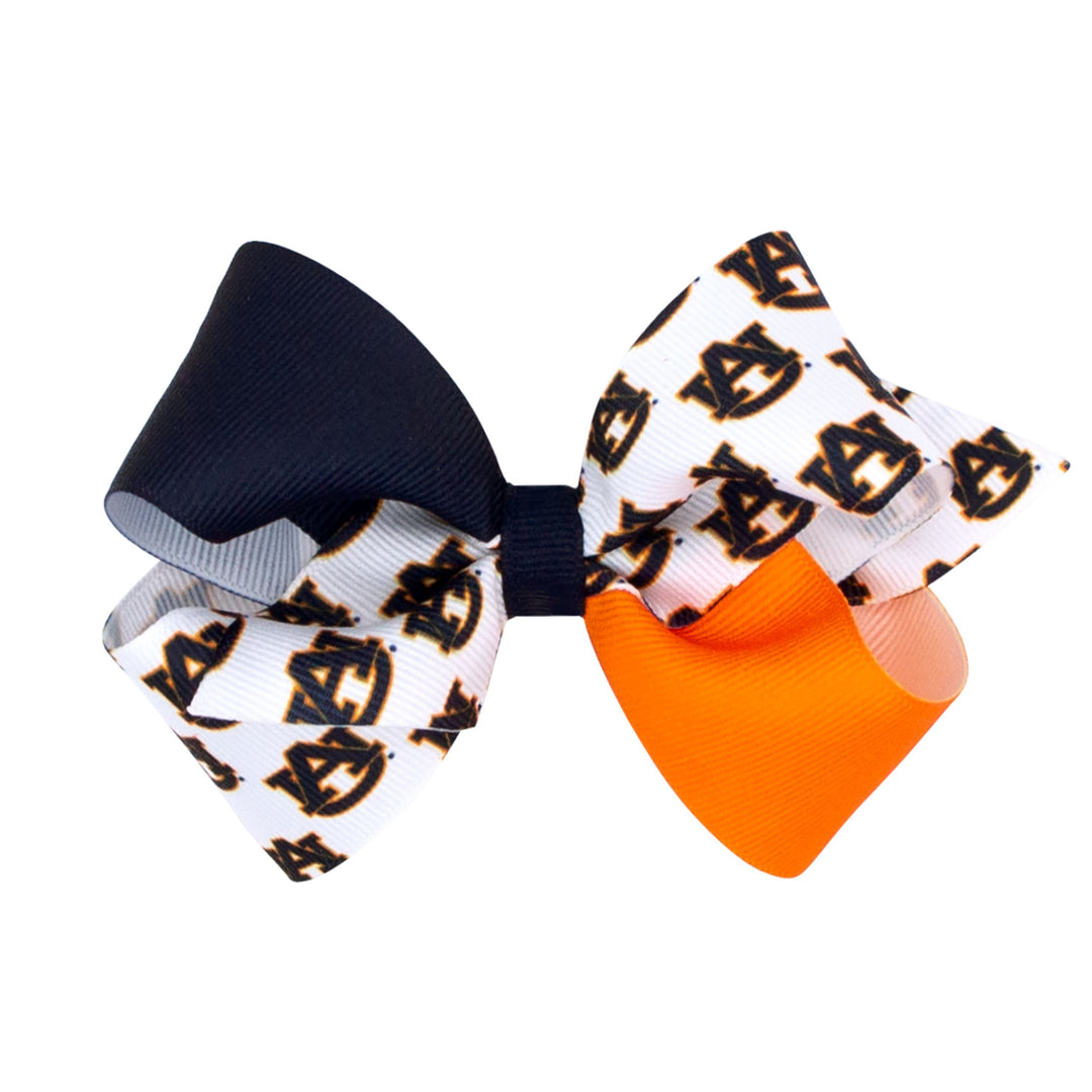 Small Grosgrain Hair Bow with Embroidered Collegiate Logo