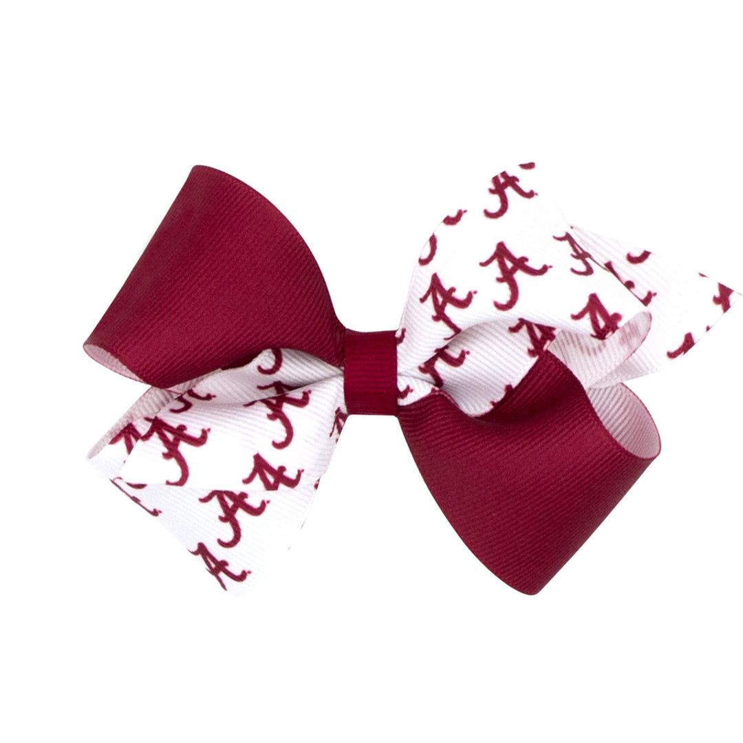 Small Grosgrain Hair Bow with Embroidered Collegiate Logo