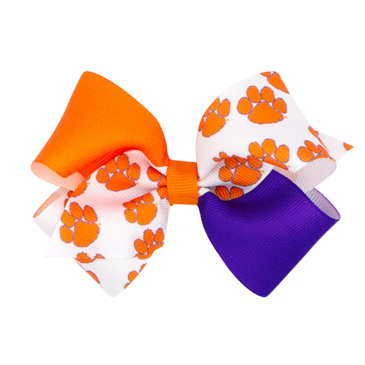 Small Grosgrain Hair Bow with Embroidered Collegiate Logo